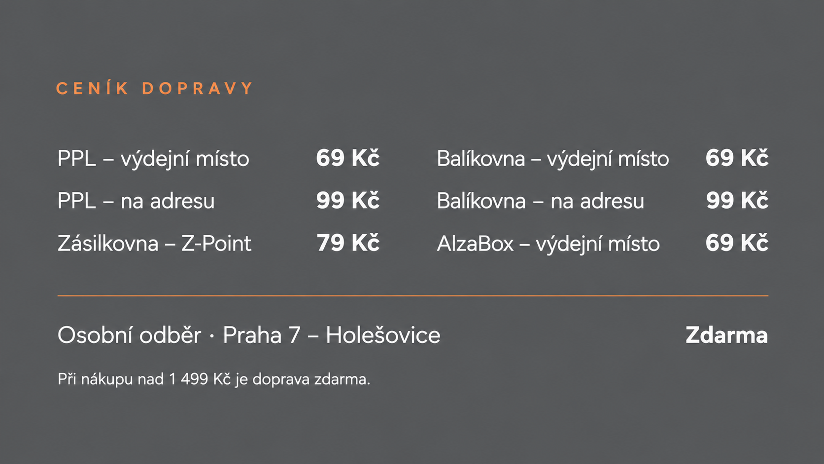 Ceník dopravy eshop.celiakarna.cz